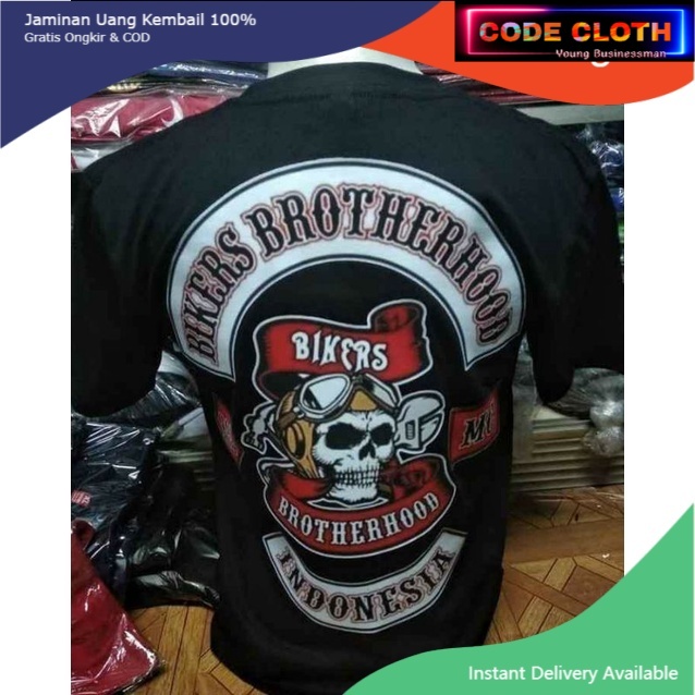 TSHIRT MOTOR-KAOS BAJU BIKERS BROTHERHOOD MC 1 % BELAKANG GEDE REAL PICTURE KEREN JTEC