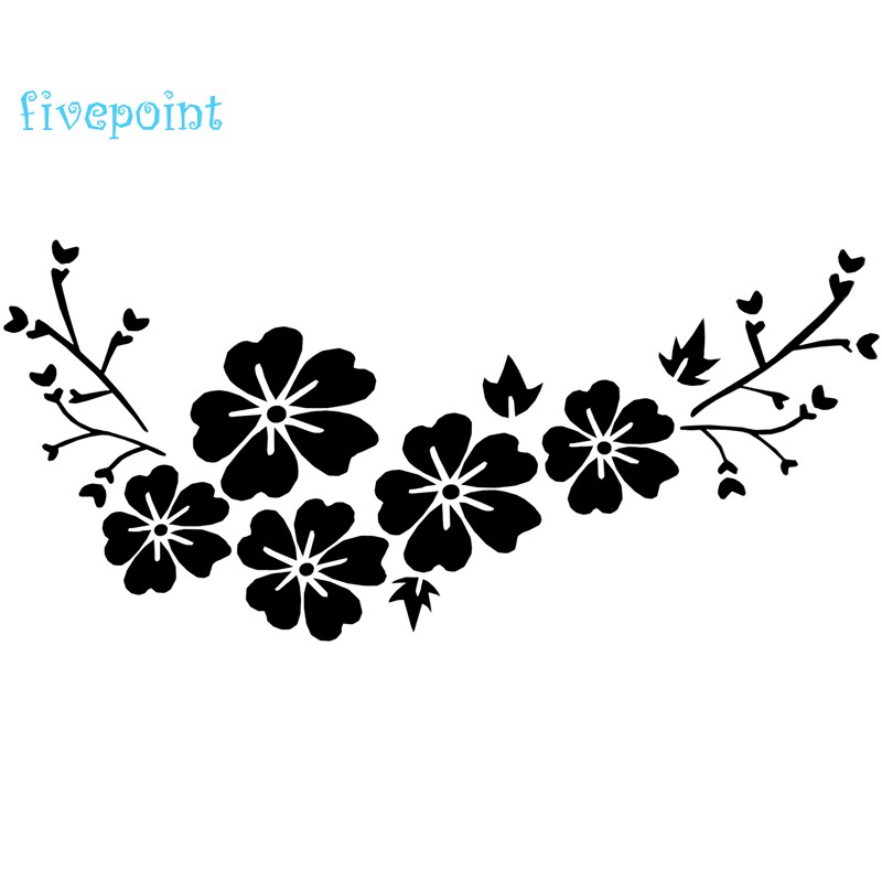 Stiker Decal Motif Bunga Warna Hitam Anti Air Removable Stiker Decal Motif Bunga Warna Hitam Anti Air Removable
