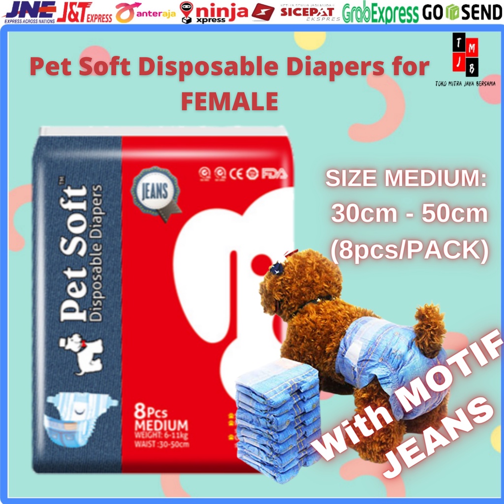 POPOK ANJING FEMALE PET SOFT DISPOSABLE DIAPERS BETINA XXS XS S M L XL