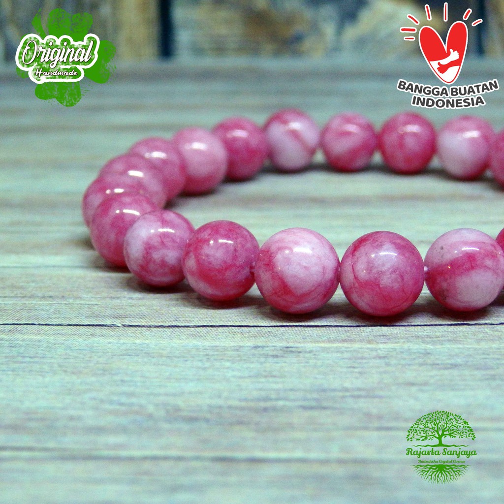 Gelang Batu Natural Pink Borneo 8Mm