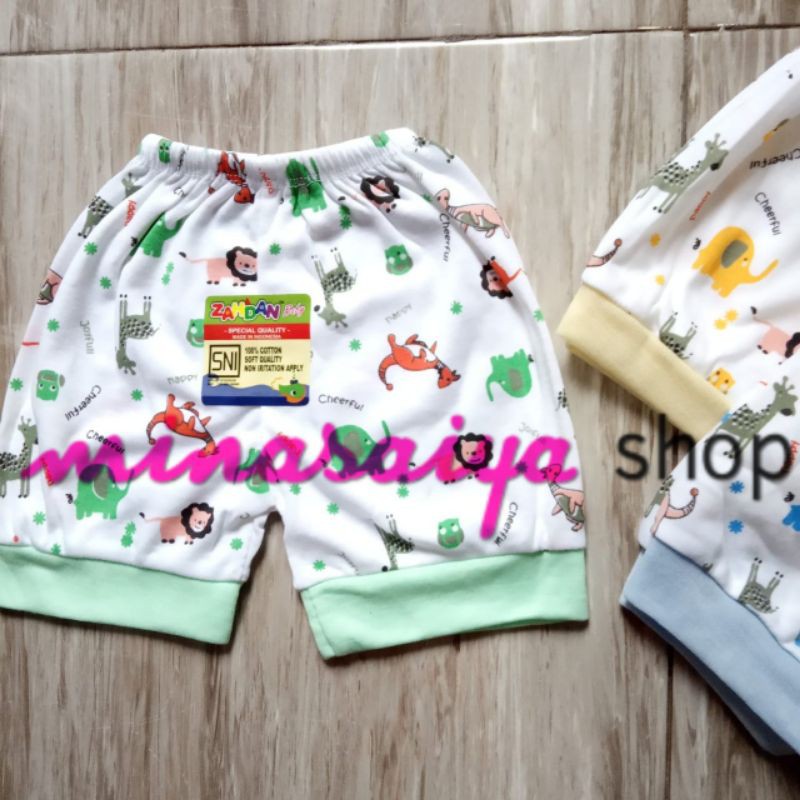 ZAHDAN 3 pcs Celana Pendek Bayi SNI Motif Newborn Baru Lahir