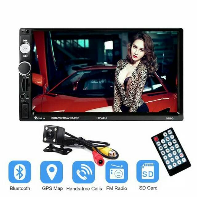 MP5 Media Player Monitor Mobil LCD Touchscreen 7 Inch with Rear View Camera - Black