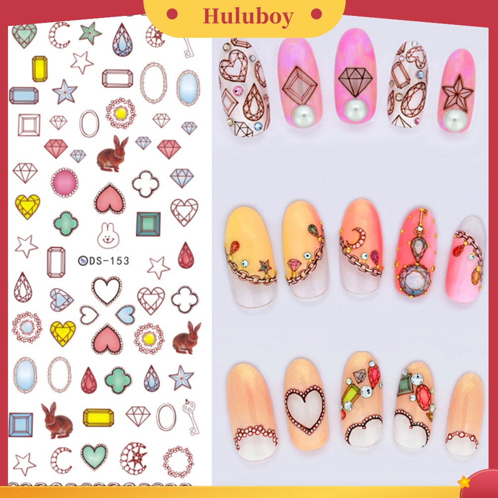 Huluboy Huluboy♡ Stiker Decal Transfer Air Untuk Dekorasi Nail Art DIY