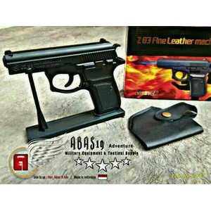 Pajangan Korek Unik Motif Pistol Makarrov Leather Machine Metal