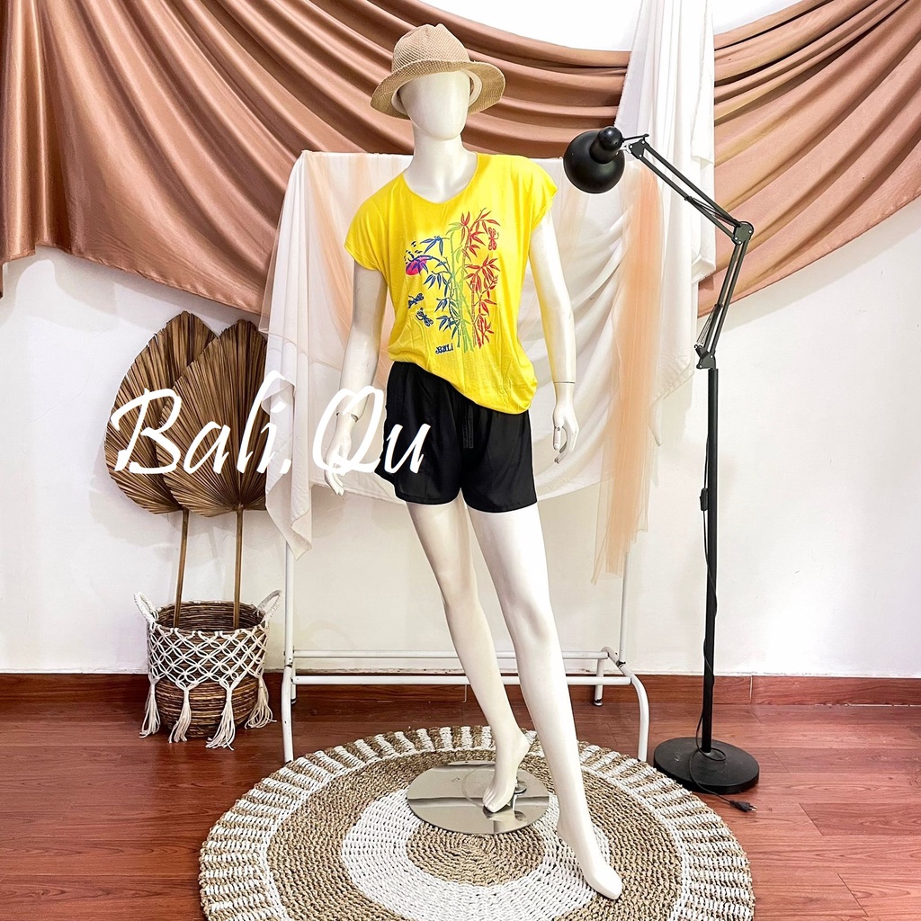 Baju Atasan Kaos Bambu Bali XL Kain Halus-KUNING STABILO