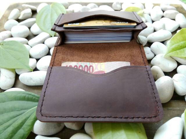 Dompet Kartu Pria Kulit Asli Card Holder Kulit Muat 30 Kartu