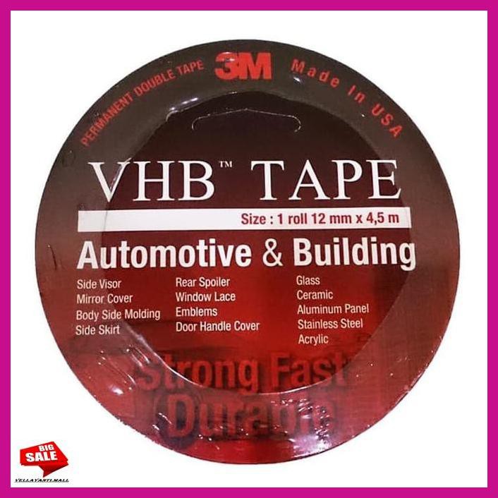 

PETKARCAR- TERMURAH! 3M VHB DOUBLE TAPE FOAM 12 MM X 4.5 M OTOMOTIF ORIGINAL! -ASLIII.