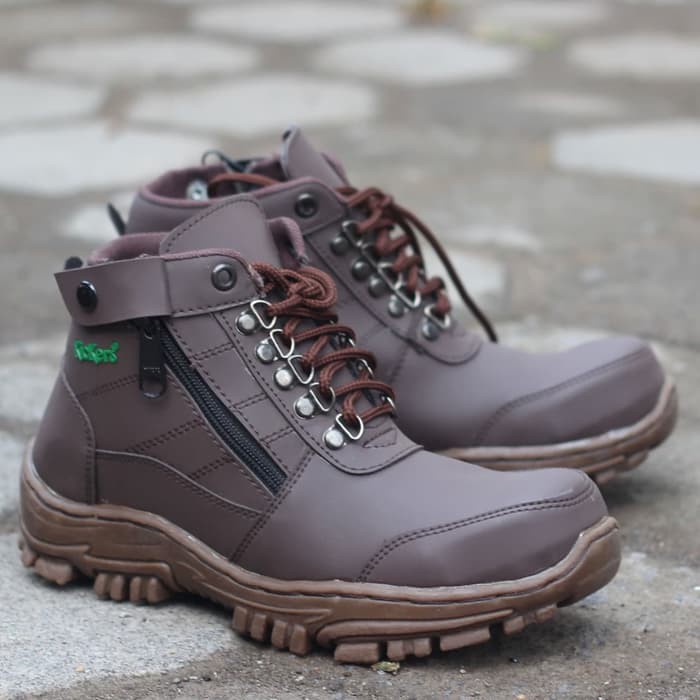 COD !!! Sepatu Pria Kickers Morisey Resleting Coklat Boots Safety Hiking Hunting Outdoor