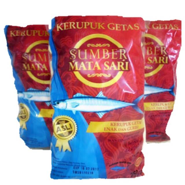 

KERUPUK GETAS IKAN TENGGIRI SUMBER MATA SARI 250GRAM OLEH OLEH MAKANAN SNACK KERIPIK AMPLANG