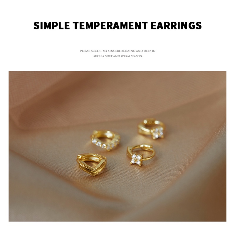 1 Pasang Anting Hoop Zirkon Mini Berlapis Emas 14K Anting Tindik Huggie Anting Tulang Rawan -PD