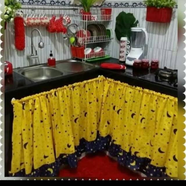 Gorden kolong meja dapur poni bawah
