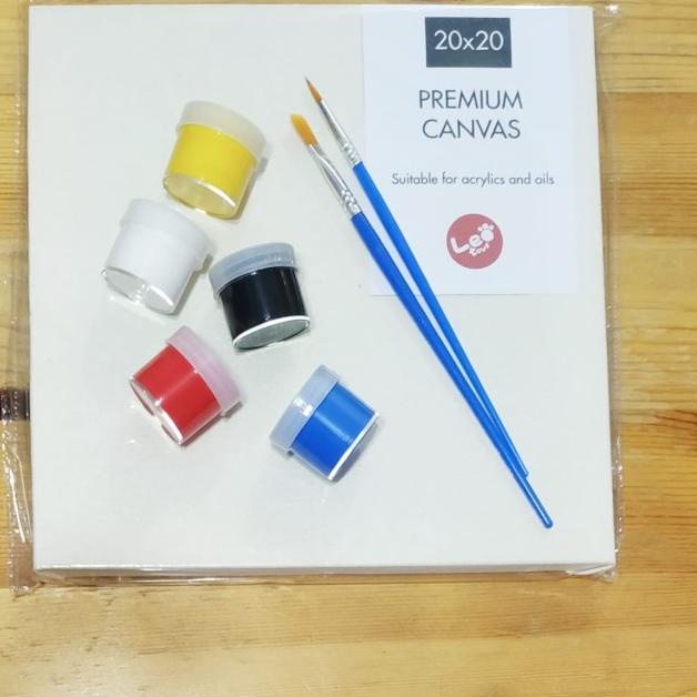 

paket kanvas polos cat palet kuas canvas set painting palette air - PaketPolos saja, pendek 15gr