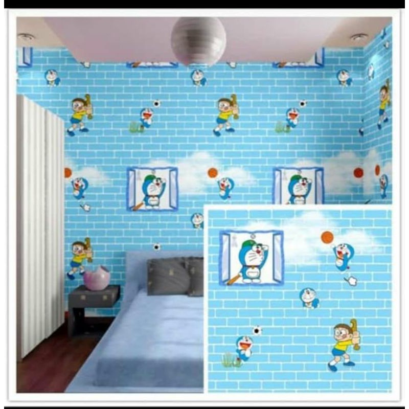 WALLPAPER STIKER DINDING MOTIF DORA EMON BATA