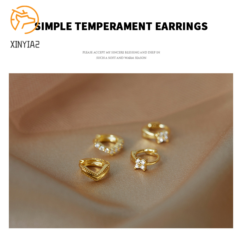 1 Pasang 14 K Berlapis Emas Mini Zirkon Hoop Anting-Anting Huggie Piercing Anting-Anting Kubik Zirkonia Tulang Rawan Anting-Anting C3-5