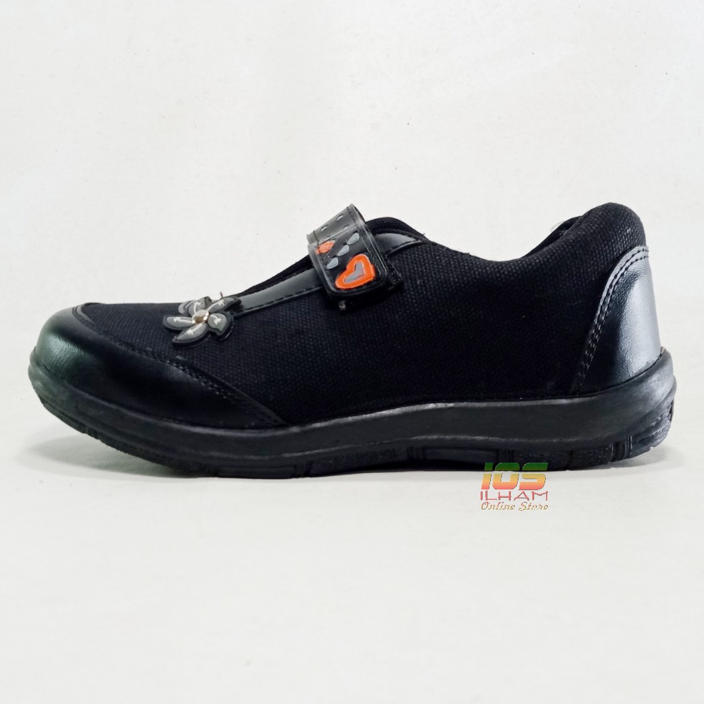 Sepatu Anak Perempuan Sneaker Ferro F.03 Sekolah TK SD Size 26-35 Hitam