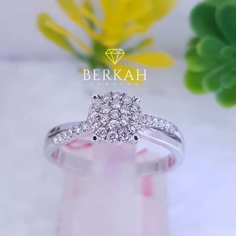 Cincin emas putih berlian eropa asli natural diamond