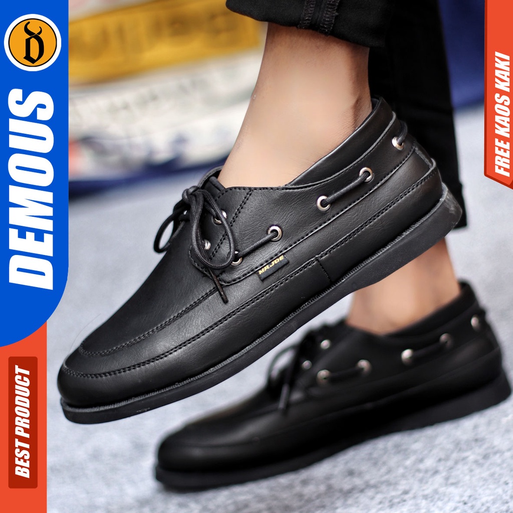 Sepatu Formal Pria Sepatu Casual Pria Kulit Pu Tali Sepatu Pantofel Kerja Kantor Kuliah Kondangan Sepatu Hitam Pria DEMOUS DARIO