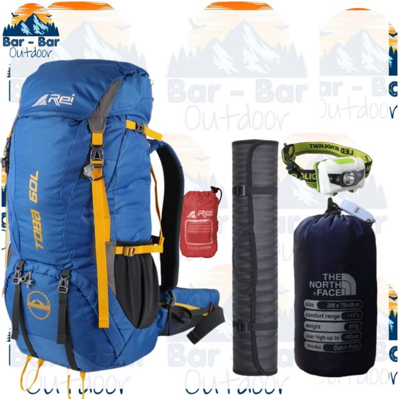 paket perlengkapan peralatan outdoor tas gunung outdoor carrier arei rei toba 60l