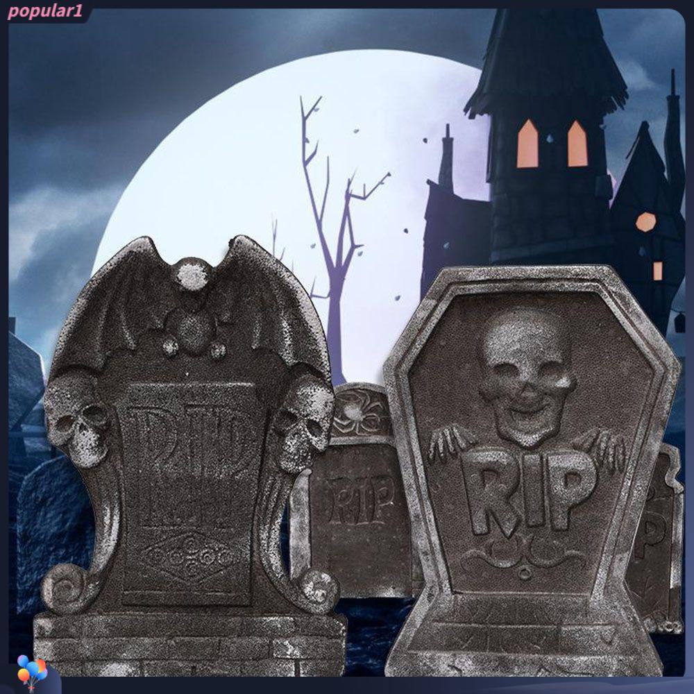 Properti Halloween Tombstone Bentuk Laba-Laba Bahan Foam