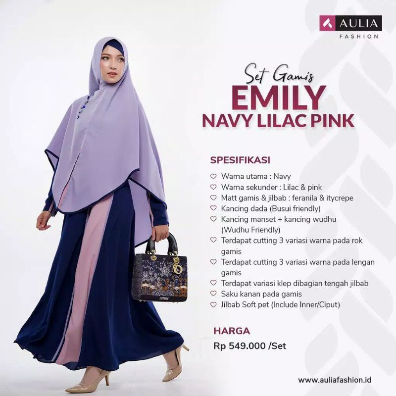 GAMIS AULIA FASHION EMILY NAVY LILIAC PINK