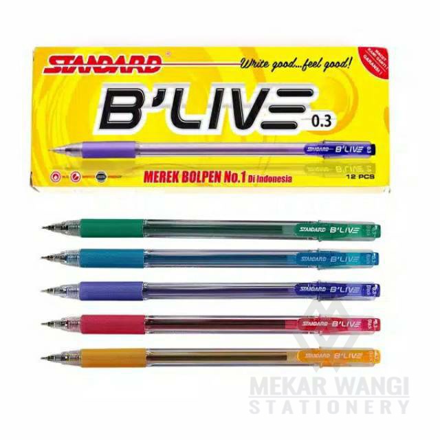 

STANDARD B-LIVE 0.3 BLACK INK | Pulpen standard warna per 1 pcs [ECER]