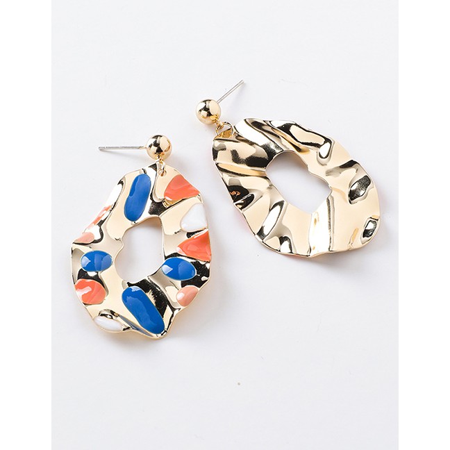 LRC Anting Tusuk Fashion Gold 925 Silver Needle Color Geometric Stud Earrings D55267