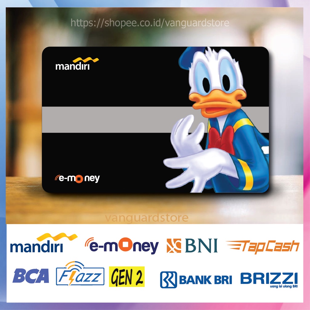 KARTU E MONEY E TOLL ANIME DONAL DUCK BLACK EMONEY MANDIRI FLAZZ BCA BNI TAPCASH BRIZZI BRI - 1 SISI