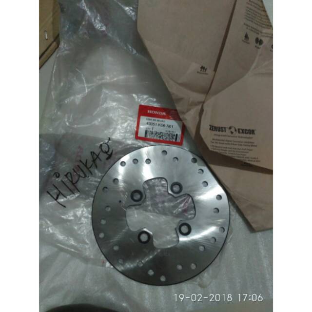 43351-K56-N01 HGP 100% PIRINGAN CAKRAM SONIC BELAKANG ORI AHM  CAKRAM SONIC 43351K56N01
