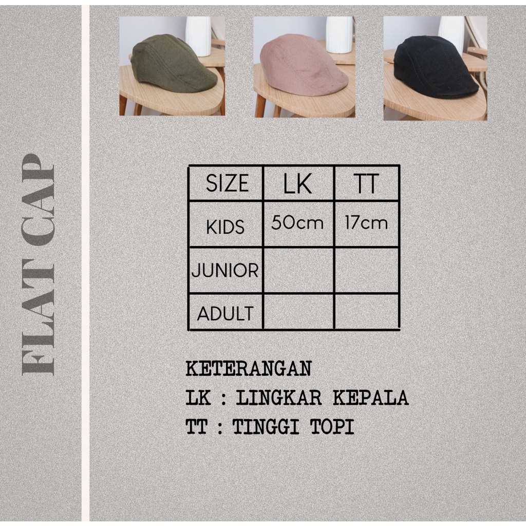 FLAT CAP - Topi Copet Kodok Sutradara Pelukis Anak Cewek Cowok Laki Perempuan Lucu Murah Polos