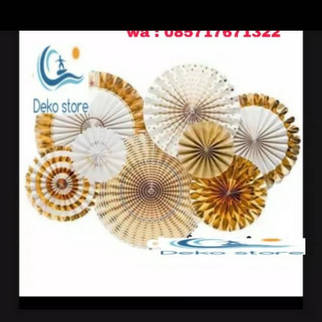 

Paper dan gold set / paperfan paper flower gold set 8 on 1