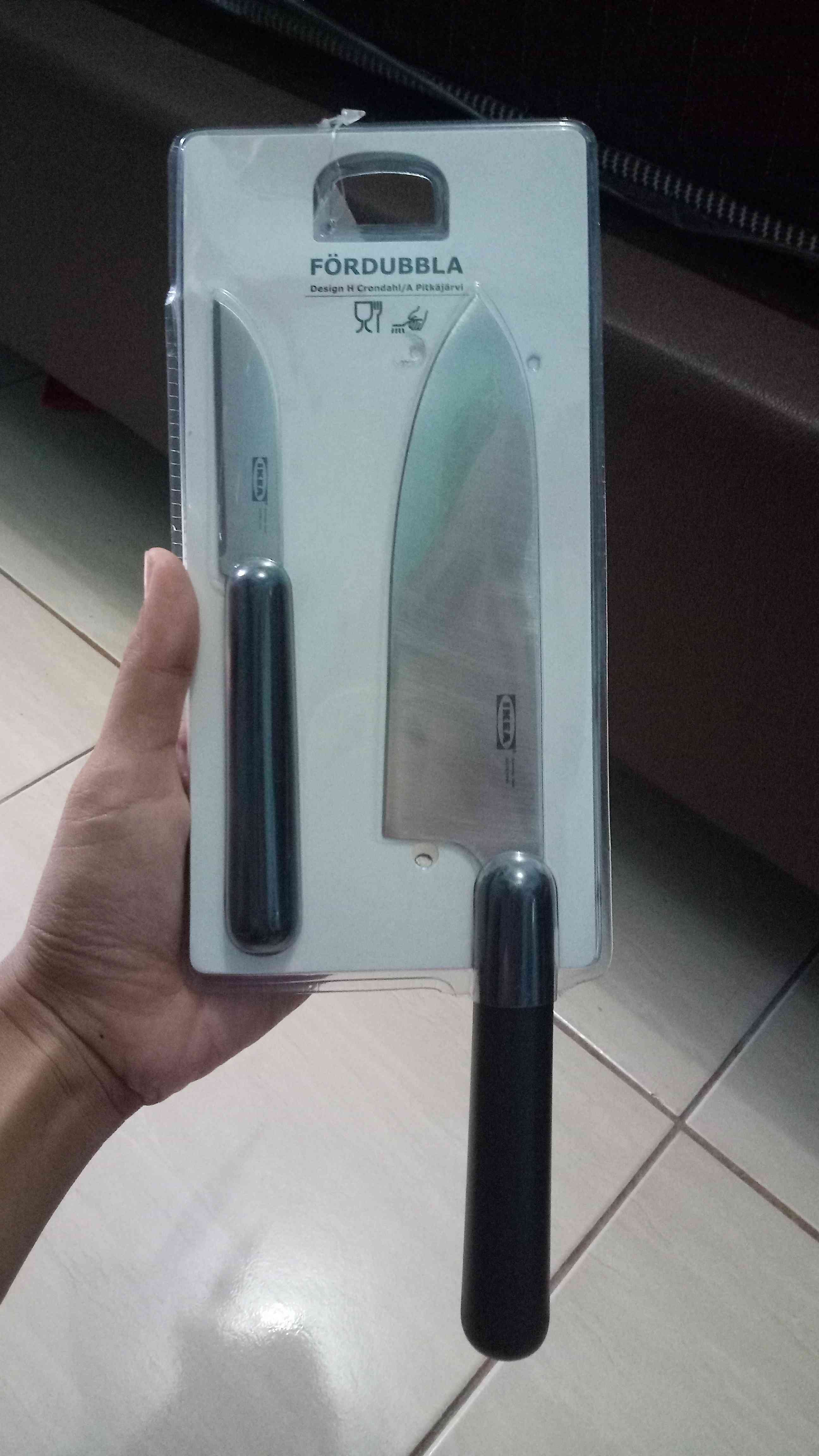 Paling Laku Ikea Fordubbla Set 2 Bilah Pisau Dapur Sangat Tajam Hitam