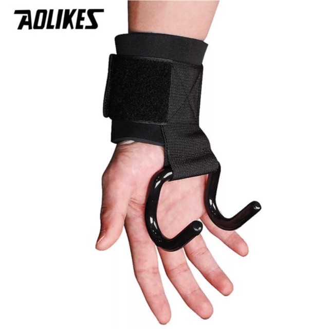 7642 AOLIKES WRIST BAND HOOK CLAW TALI STRAP WRAP FITNESS GYM SUPPORT