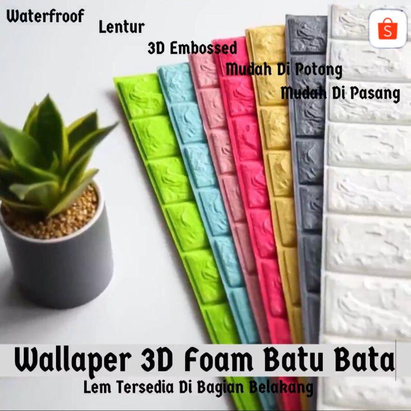 Trend-Wallpaper Dinding 3D Foam Motif Batu Bata 70 x 77 CM Dekorasi Dinding Kamar Murah