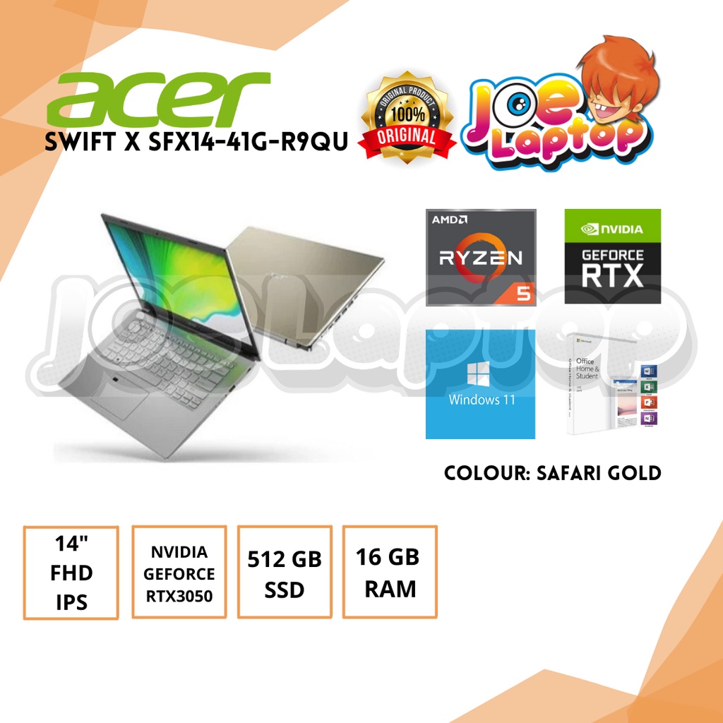 ACER Swift X SFX14-41G-R9QU Safari Gold AMD Ryzen 5 QC 5500U Win11