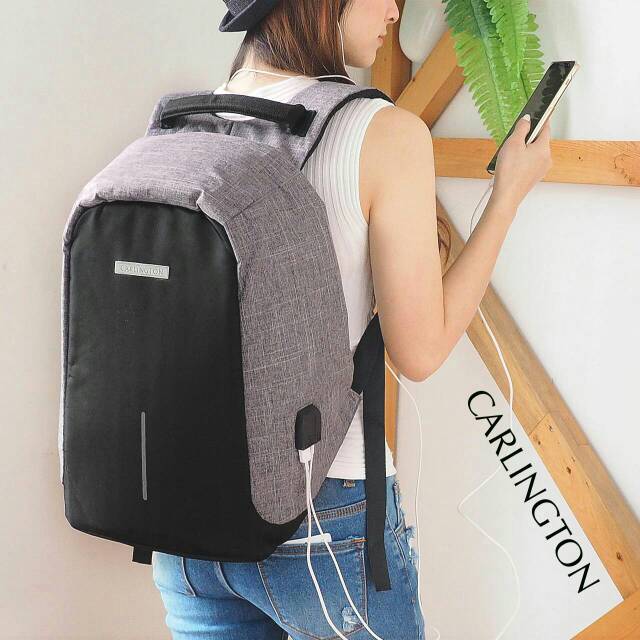 Tas Ransel Anti Maling GREY - DIJAMIN ORI