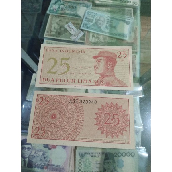 uang kuno 25 sen 1964 asli