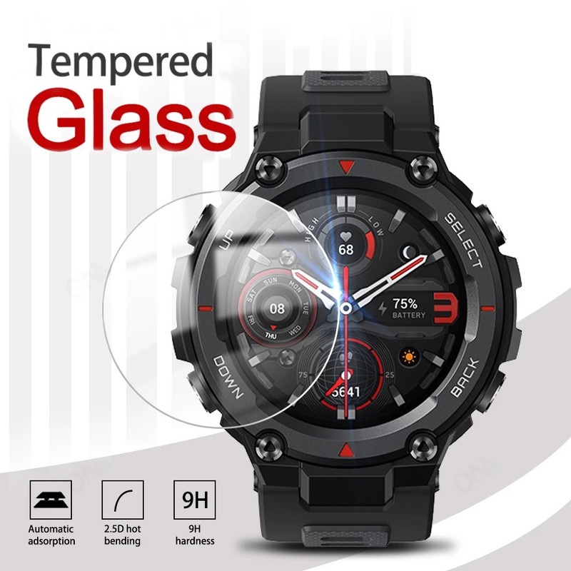 Pelindung Layar Tempered Glass HD Transparan Anti Gores Ultra Tipis Untuk Huami Amazfit T-Rex / T-Rex Pro