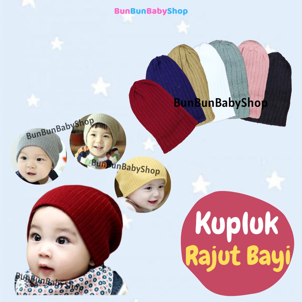 Topi Rajut Kupluk Bayi Polos Bulu Lucu Unisex New Born Perlengkapan Bayi Baru Lahir Cowo Fashion Cewe Murah