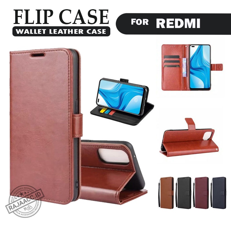Flip Cover Wallet Leather Case Redmi Note 3 4X 5 Pro 5A 7 8 8 Pro 9 9 Pro  Sarung Kulit Dompet HP Re