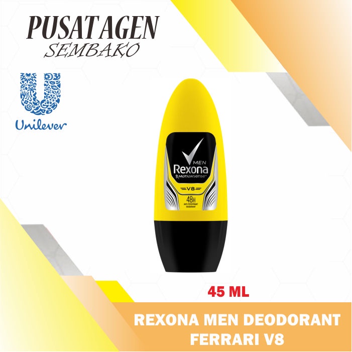 REXONA MEN DEODORANT ROLL ON FERRARI V8 45 ML DEODORAN PRIA ANTI PERSPIRANT V 8 45 ML FERARI KUNING 