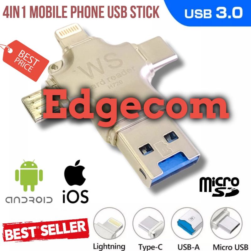 Card Reader 4in1 USB Flash Drive Support IOS/Android/Windows