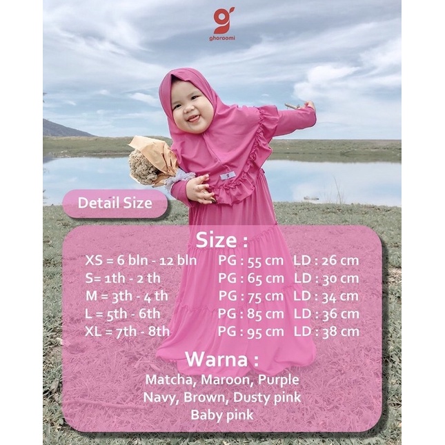 GAMIS ANAK GHOROOMI RAMPLE SYARI DRESS ANAK BUSANA MUSLIM 1 TAHUN - 5 TAHUN