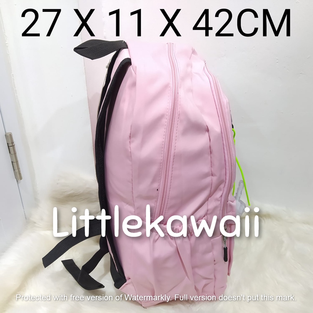 LK/ Tas Ransel Laptop Backpack Parasut Sekolah Fashion Remaja Casual Boba Gantungan Bear Mix Import