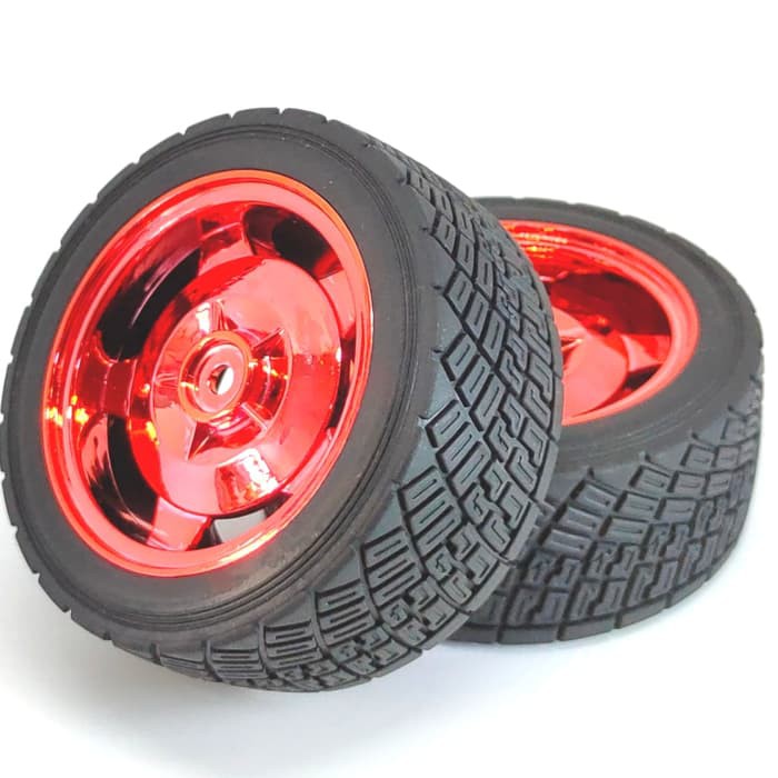 Roda Robot Smart Car 82mm Red RC Whell Velg Ban Karet Radial