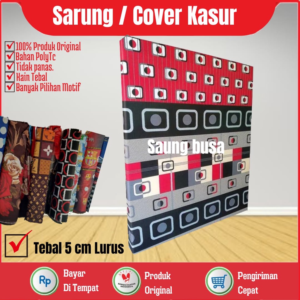 Sarung Kasur Busa Resleting No 1,2,3,4 Single Tebal 5 Cm / Cover Kasur Busa Inoac/Sprei Resleting