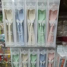 [Souvenir Sendok Garpu Sumpit Set Kartu Ucapan] Souvenir Cantik untuk pernikahan wedding engagement 