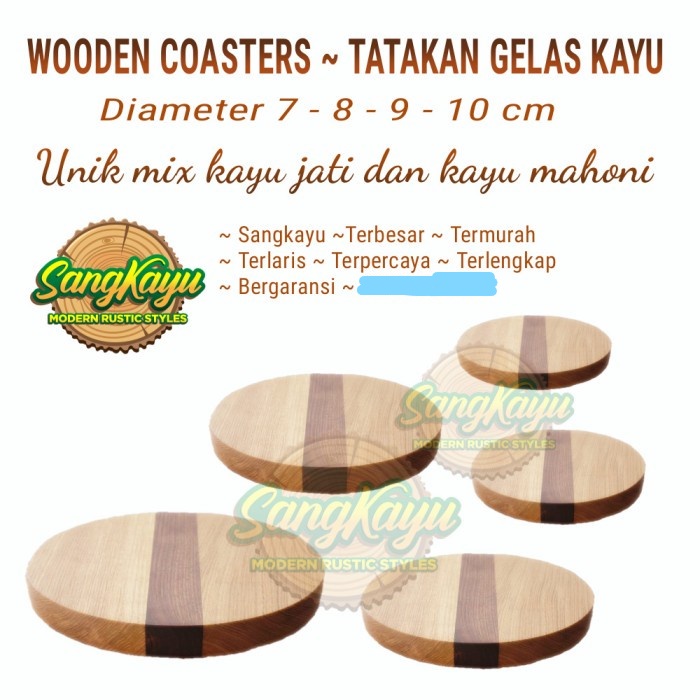 Natural wood coaster tatakan gelas kayu tatakan kayu tatakan kopi unik