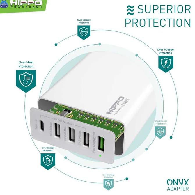 NEW- Hippo Onyx Smart Travel Charger 5 Port Quick Charge 3.0 Value Pack - White