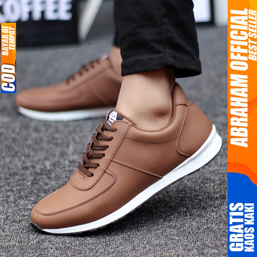 Abraham Prey - Sepatu Casual Sneakers Pria Hitam Kerja Santai