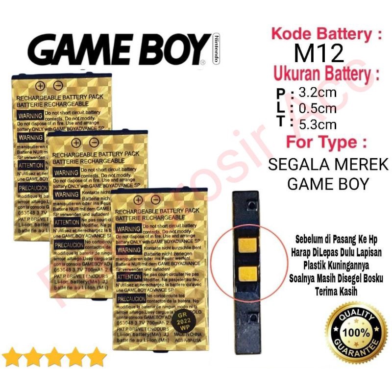 Baterai  Original Game Boy M12 Gameboy NINTENDO Advance P2P , P2V , PSD , PVP , POCKET GAME